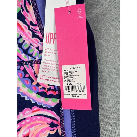 LILLY PULITZER WEEKENDER HIGH RISE LEGGING FLOCK TO THE TOP XXS NEW‎ NWT Purple - Picture 2 of 6